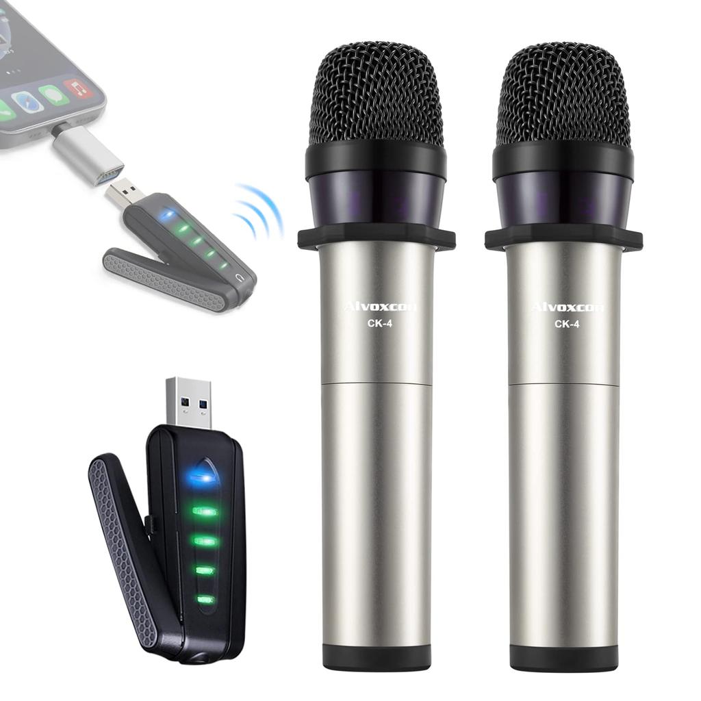 Wireless Microphone USB ALVOXCON Handheld Microphone UHF Condenser Microphone Wireless Compact Handheld Microphone ZOOM Phone Compatible Recording