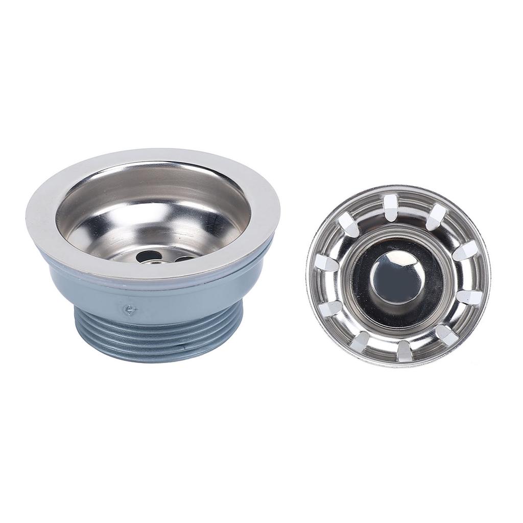 Sink Drain Assembly Mirror Polished RV Stainless Steel Kitchen Drain with Strainer Stopper for Sink with 52mm Opening