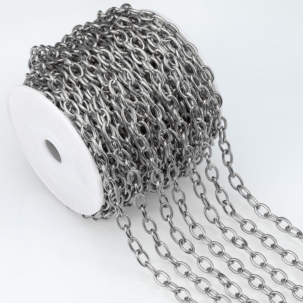1meter Flat Geometric Heart Round Square Design Necklaces Chain Stainless Steel Link Chains DIY Bracelets Jewelry Making Chains
