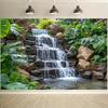 2D тропический водопад, фон для фотосъемки, зеленые растения, камни, природа