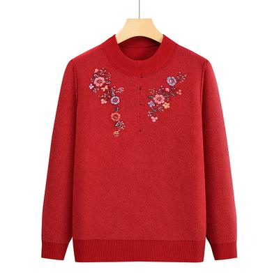 Вязаный свитер для женщин среднего и пожилого возраста, утепленный, с теплой подкладкой