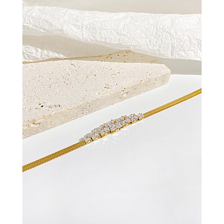 Custom 18K Gold Plated Stainless Steel Female Jewelry Creative Cubic Zirconia Snake Chain Bracelet