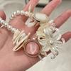Resin Beach Necklace Jewelry Petal Pearl Beaded Choker Iris Flower Pendant Necklace  Beach