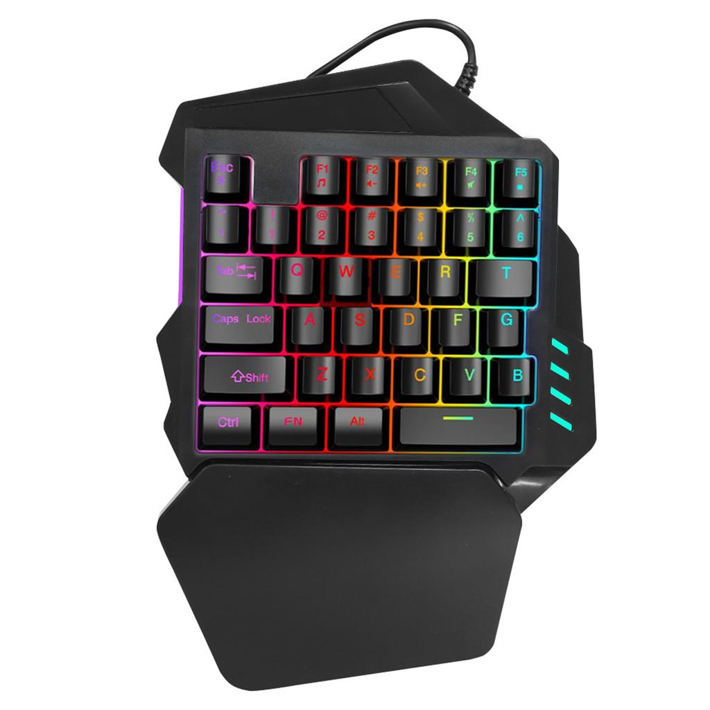 HXSJ Single Hand Membrane Keycap Gaming Keyboard 35 Keys Single Hand Keypad with FN Keys