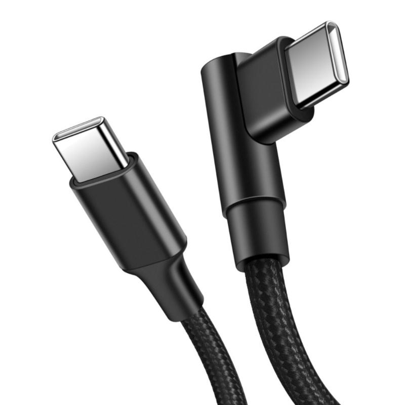 Быстрозарядный кабель USB C - USB C 60 Вт, 480 Мбит/с для передачи данных, нейлоновая оплетка, Г-образный Type C, для телефона, ноутбука, планшета