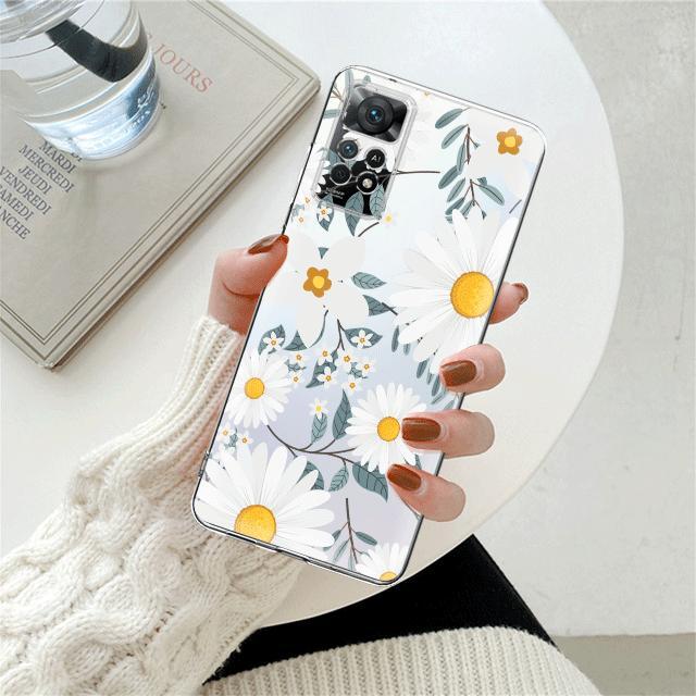 Прозрачный чехол для телефона с цветочным ромашкой для Xiaomi Redmi Note 12 7 8 9 8t 11t 8 10 Pro 9s 10s 11 11s для Mi 9a 9 9c 9t 10 10c K40