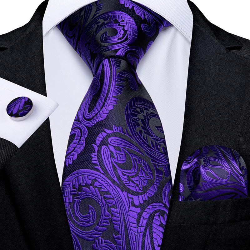 2025 Luxury Mens Necktie Set Business Tie Silk Hanky Cufflinks Set