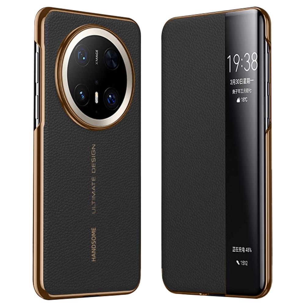 Чехол для Huawei Mate 70 Pro+/Mate 70 Pro из натуральной коровьей кожи с окошком для просмотра, чехол для смартфона