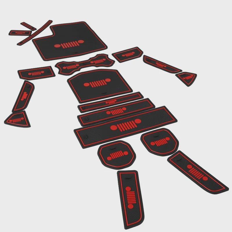 Для Wrangler JL 2018-2023 Автомобильные резиновые коврики для салона Автомобильные аксессуары в стиле Красный и белый