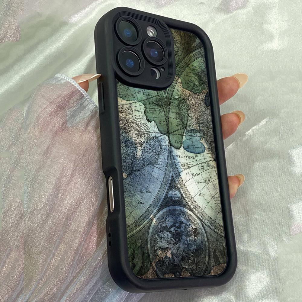JT334 Карта Винтаж Премиум Арт для iPhone 17 16 15 14 13 Pro Max Samsung S26 S25 Ultra A17 A16 A07 A56 A15 Xiaomi 15T Redmi 15c Note 14 13 Мягкий Чехол