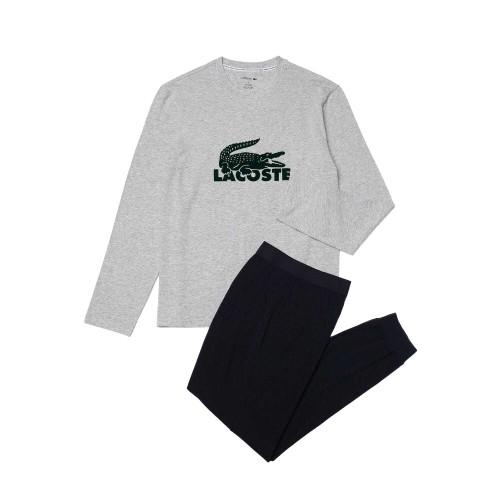 Lacoste Мужской облегающий пижамный комплект с длинным рукавом