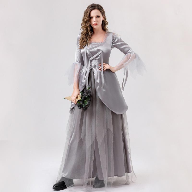 Новый костюм для косплея Невеста-призрак на Хэллоуин Серое платье