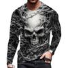 Men's T Shirt 3D Print Skull T Shirt Crew Neck Oversized T-Shirt Long Sleeve Tee Tops Vintage T-Shirts Sportswear Men's Clothing