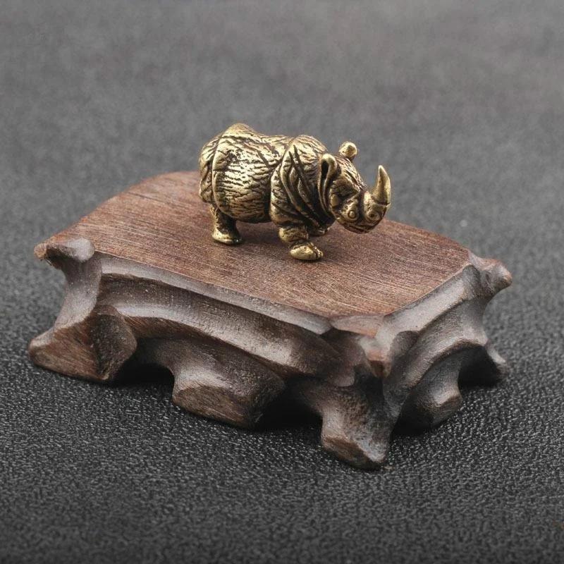 Ретро Чистая Медь Твердая Латунь Милый Носорог Чай Питомец Чай Игрушка Украшения Игрушка