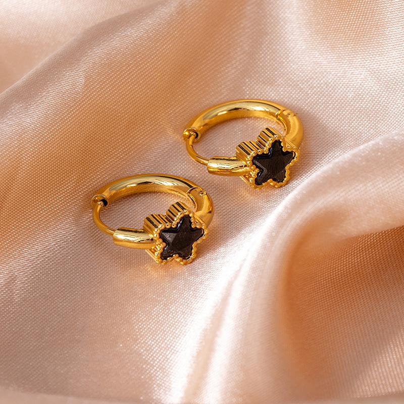 Высококачественные серьги-звезды из нержавеющей стали с винтажными изумрудами и цирконами