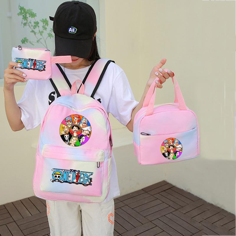 Цельный рюкзак в стиле аниме, 3 шт./компл., рюкзак Back To Schoobag с сумкой для обеда для девочек и мальчиков, студенческая сумка для книг, мужская и женская дорожная сумка Mochila
