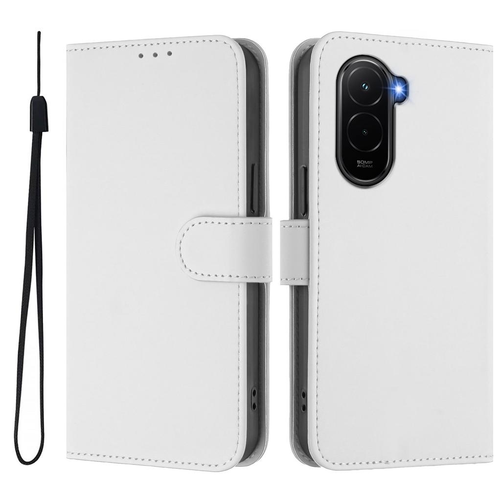 Для Xiaomi Poco M7 Plus 5G/M7 4G (169 мм) Однотонный чехол-кошелек из кожи с ремешком