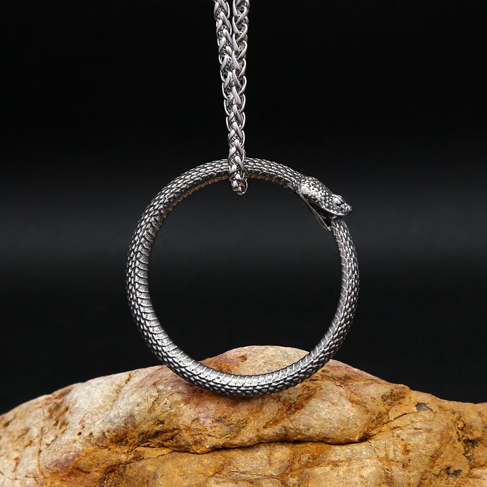 Европейское и американское животное ожерелье из нержавеющей стали в форме змеи, ретро, мужская индивидуальность, тренд, хип-хоп, титановая сталь, подвеска, ювелирные изделия