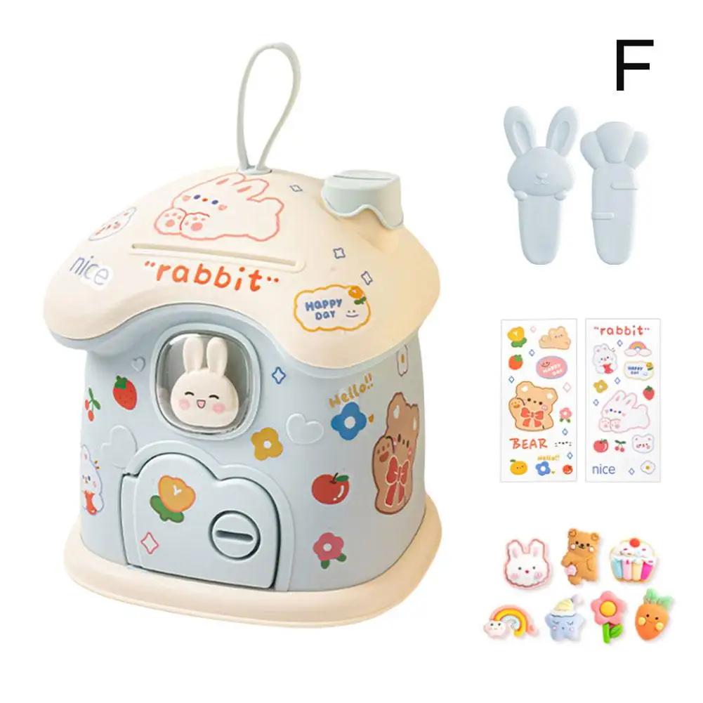 Милый мультяшный домик-копилка-кролик, милая коробка для хранения вещей для детей с наклейками своими руками, украшение дома, подарки на день рождения для детей