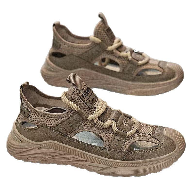 Сандалии для мужчин вне пляжа спорт и отдых большой размер прослеживаемость, пещерные сандалии, уличные с закрытым носком для вождения