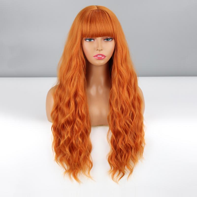 MISS WIG Женский модный светло-русый длинный волнистый парик с челкой из синтетического волокна, натуральный волнистый повседневный парик, косплей, вечерние волнистый парик