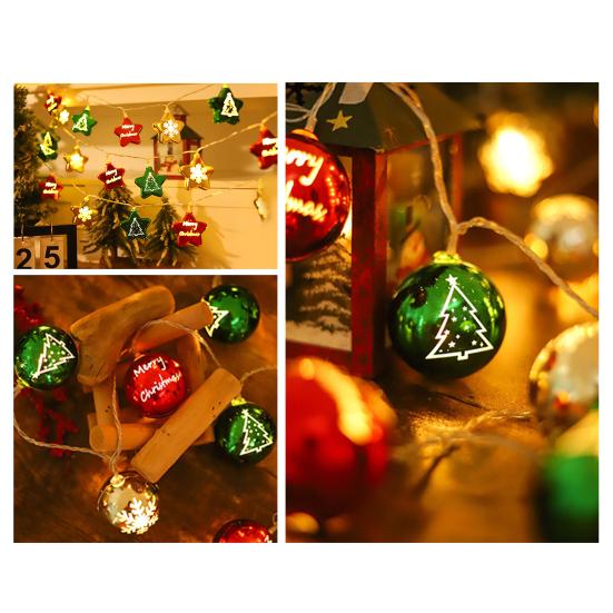 Рождественские гирлянды на батарейках, теплые белые огни с шариковой подвеской для праздничного украшения дома