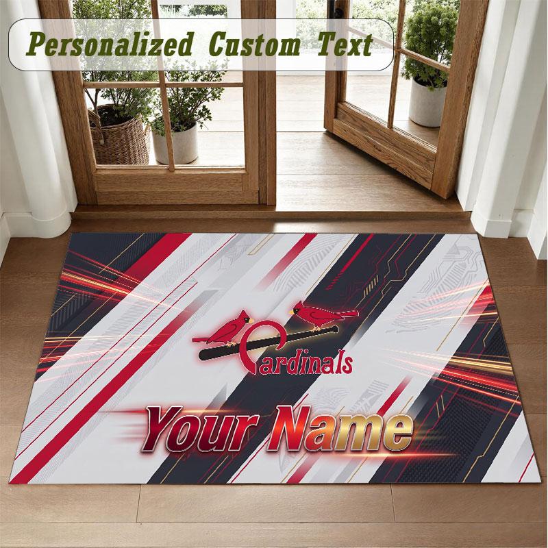 Crystal Velvet Square Rug Custom NameSt. Louis Cardinals Pattern Non Slip Home Floor Decor Rug
