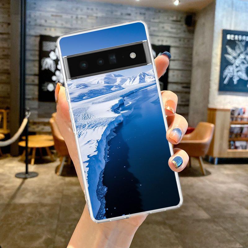 Для Google Pixel 10 Pro Прозрачный чехол для телефона Pixel 9 Pro XL Pixel 8 Pro 9A 8A 7A 7 6A 6 Pro Мягкая TPU крышка Снежный пейзаж Антарктиды