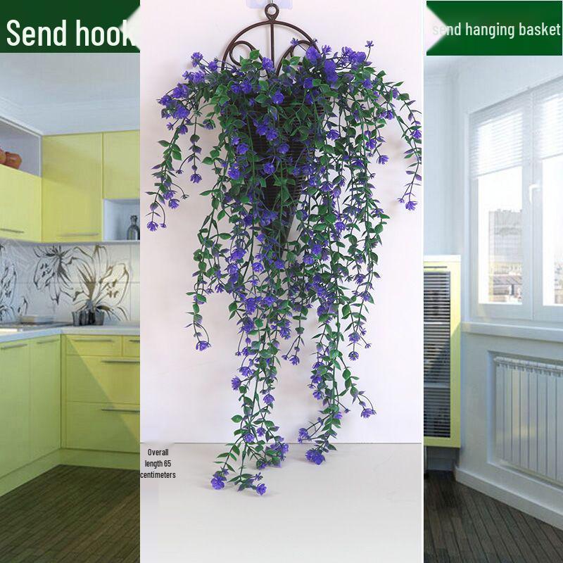 Artificial Rose Vine Wall Hanging Basket for Indoor Decoration