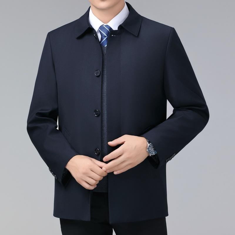 Пиджак из шелка Mulberry для мужчин среднего и пожилого возраста, повседневная утепленная куртка из бархата для папы, зимняя теплая куртка со свободными лацканами