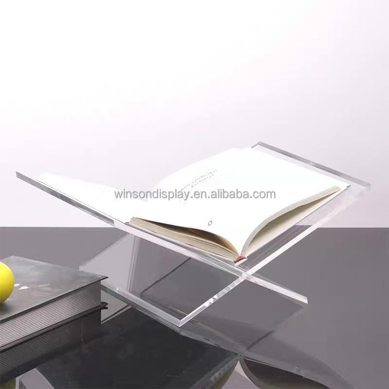 Clear Acrylic Open Book Display Stand Reading Holder Easy Assembly Thickness Customizable Size Environmentally