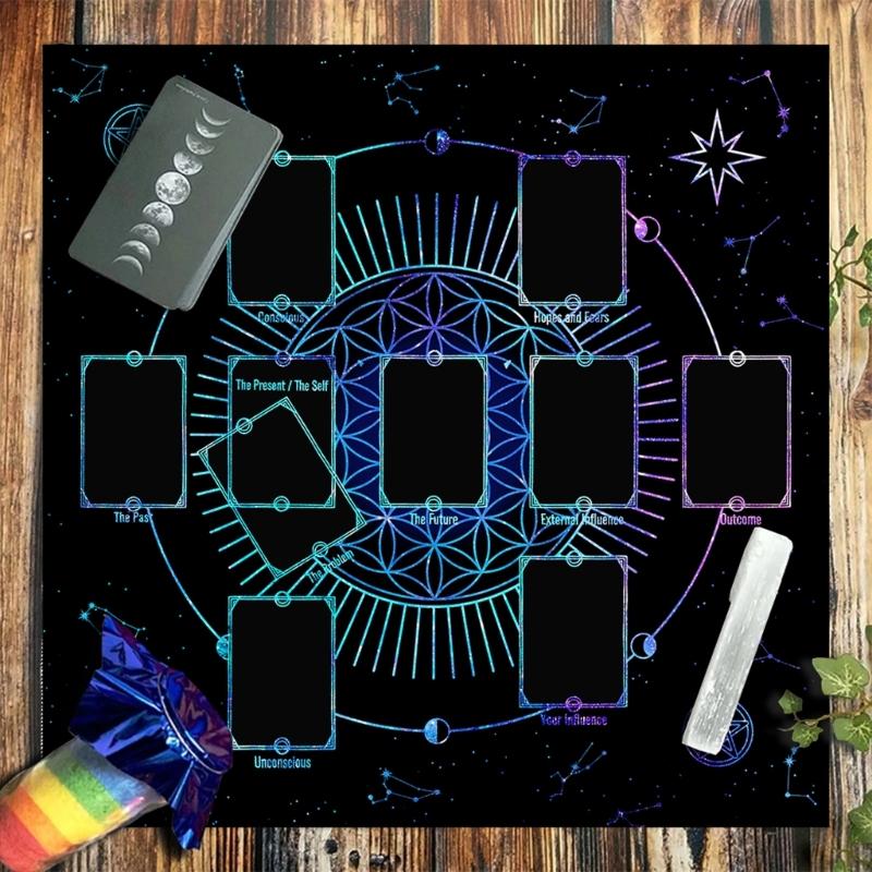 Скатерть для Таро Многофункциональная Скатерть для Гаданий 50x50/60x60/75x75см Подставка для Карточных Игр Оракулов Рун