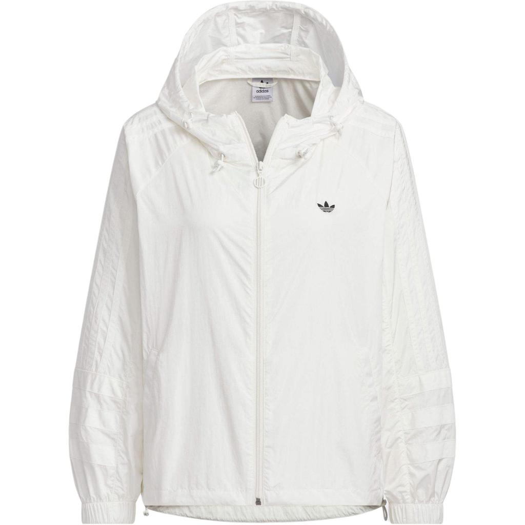 adidas Куртка женская Originals с регулируемым капюшоном, легкая и прочная, на молнии, с рукавами реглан, белая, модель JD6381