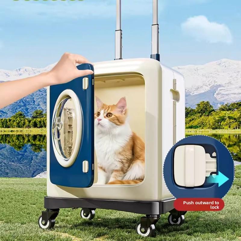 Lightweight Pet Carrier with Wheels Large Capacity Cat Travel Suitcase Space Capsule Dog Crate Multi-Functional Pet Stroller Bag