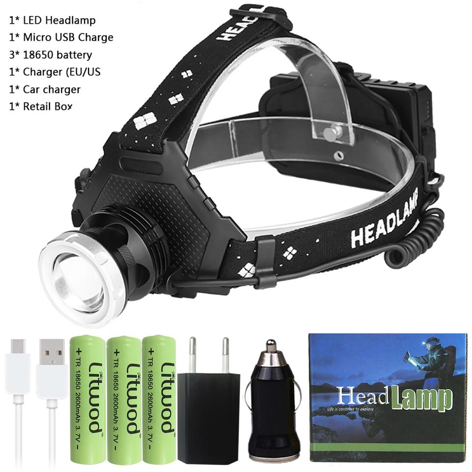 Супер яркий XHP90.2 USB перезаряжаемый светодиодный налобный фонарь XHP70.2 Самая мощная фара для рыбалки, кемпинга, ZOOM, фонарик с аккумулятором 3*18650