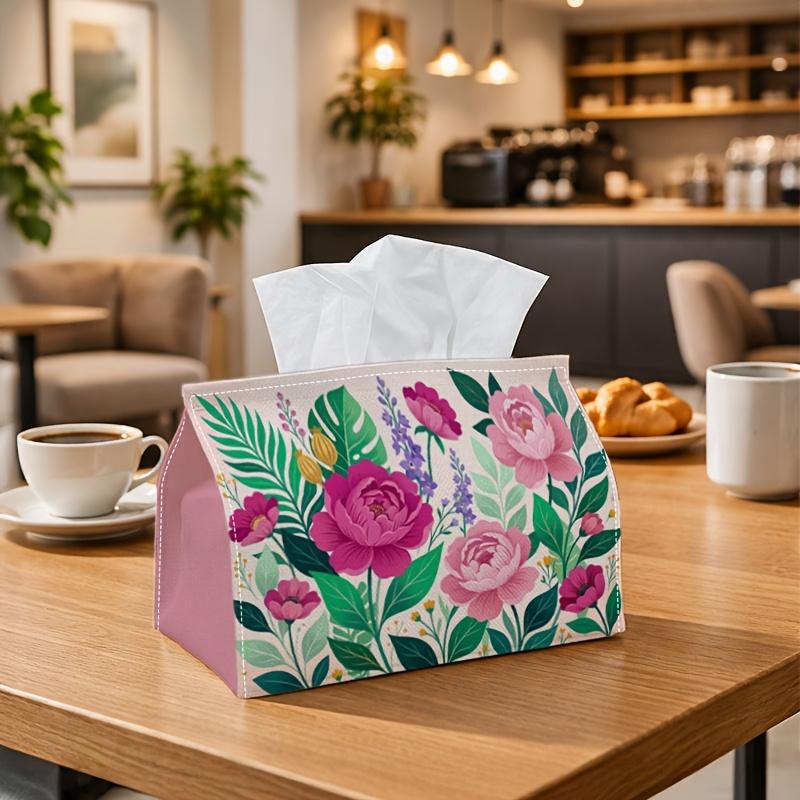 1pc Vintage Classic Botanical Tissue Box - Multi-functional Napkin Dispenser, Two Sizes Available Made of Durable Polyester, Decorated with Blooming P