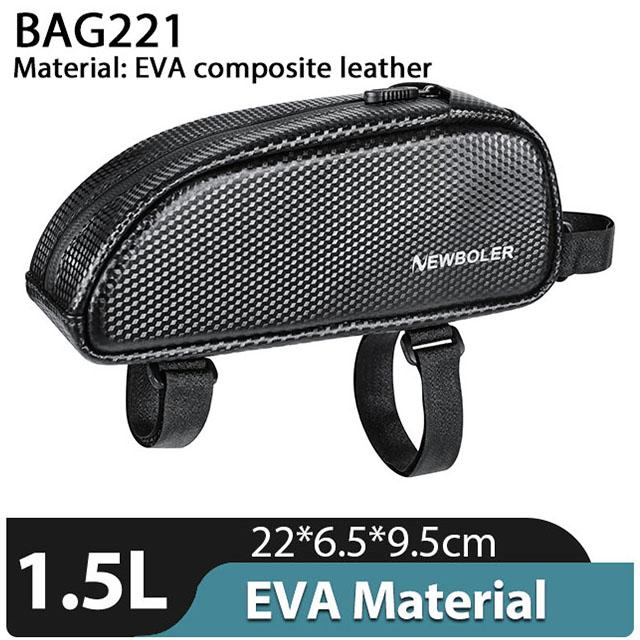 NEWBOLER Bike Bag 1.5L Portable Frame Front Tube Cycling Bag MTB Road Bicycle Pannier Bag Large Capacity EVA Cycling Bag