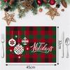 English Plaid Christmas Tree Heat Resistant Placemat, Imitation Linen Table Decoration