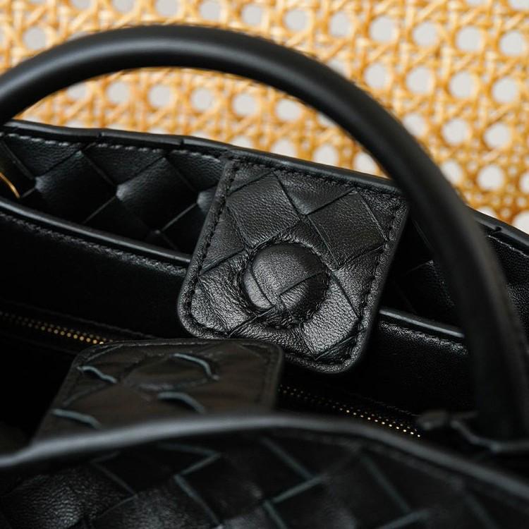 Плетеная кожаная сумка-тоут в стиле ретро с металлическим узлом – большая вместимость через плечо и через плечо