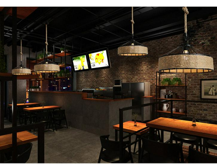 Retro Industrial American Pendant Light with Hemp Rope for Restaurants, Cafes & Bars