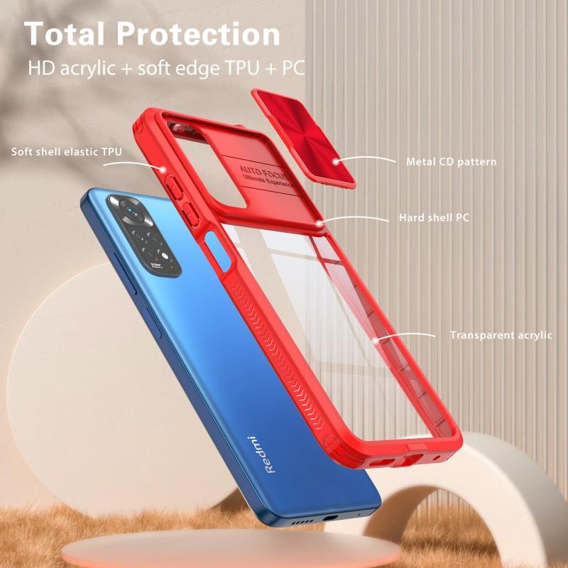 Чехол с выдвижными линзами для Xiaomi Redmi Note 11 11s 10 10s 9 9A 9T Poco X3 NFC M3 Pro, противоударный прозрачный акриловый чехол