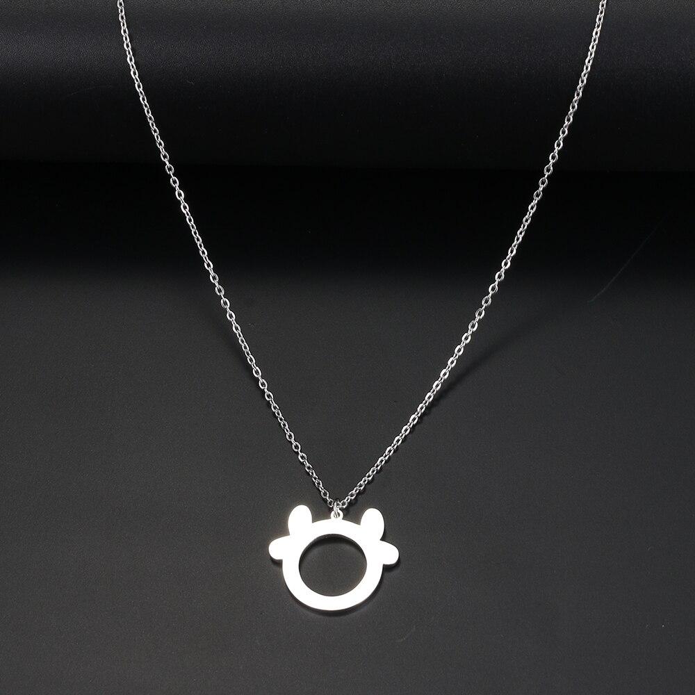 Stainless Steel Necklaces Hollow Bull Head Pendant Chain Choker Charm Fashion Necklace For Women Jewelry Christmas Party Gifts
