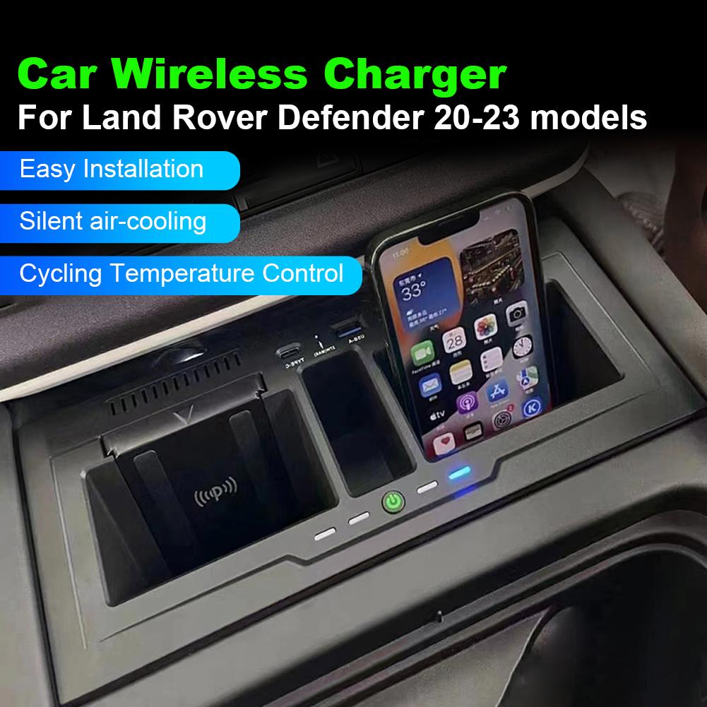 Подставка для быстрого зарядного устройства QC3.0, автомобильное беспроводное зарядное устройство, держатель для быстрого мобильного телефона, держатель для телефона для Land Rover Defender 110 130 2020-2023