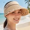 Дорожная Портативная Шляпа-Козырек с Соломенной Отделкой Однотонная Полиэстер Защита от Солнца Сверху Пустая Универсальная Дышащая Складная Шляпа-Навес Морской Пляж
