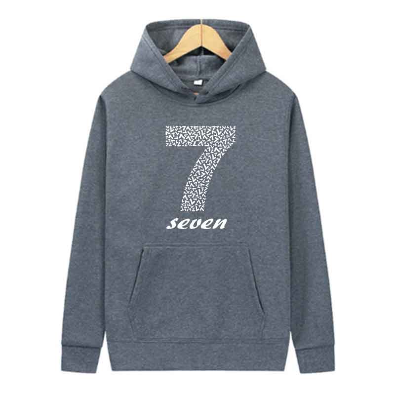 2025 Unisex Sweatshirt Casual Sports Pullover Top Harajuku Long-sleeved Hoodie Creative Number 7 Print Men Women Wear