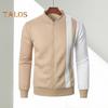 Fall Spring Men Jacket Stand Collar Zipper Closure Long Sleeves Color Matching Elastic Cuff Hem Cardigan Slim Fit Sport Coat