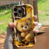 Чехол для телефона: 2D плоский дизайн, подходящий для защитного чехла iPhone 18 17 16 15 14 13 Pro, осенний медведь с кленовым листом, идеальный для Рождества и Хэллоуина