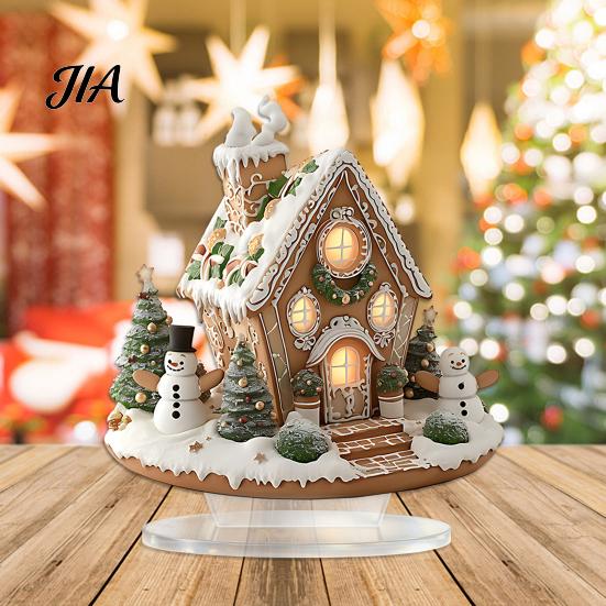 Acrylic Gingerbread House Ornaments Christmas Table Decor, Tree Ornaments, for Desk Waterproof Holiday Desktop Decorations Living Room Bedroom Office
