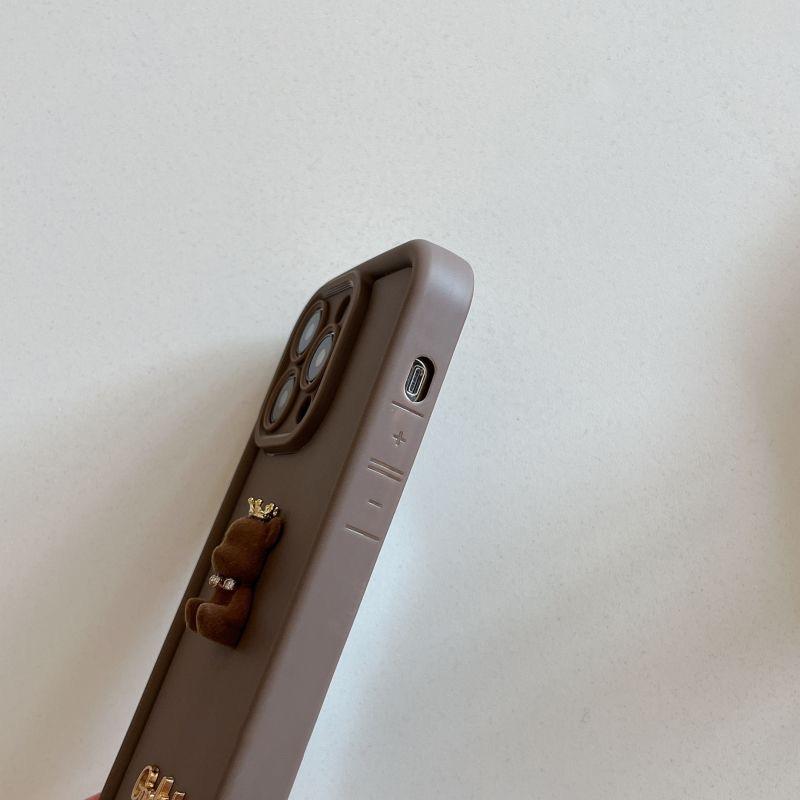 3D Letter Crown Bear Silicone Soft Phone Case For iPhone 15 16 Pro Max 14 13 12 11 XS XR 7 8 Plus Shockproof Candy Matte Cover