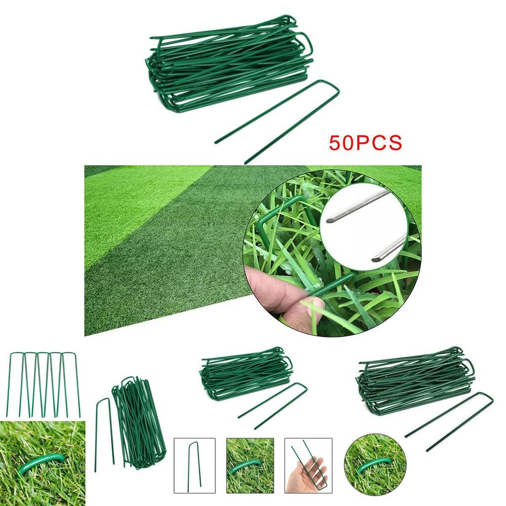 Heavy Duty Green Galvanised Turf Nails Steel Ushaped Garden Ground Pegs For Lawn And Garden Cover Fixing